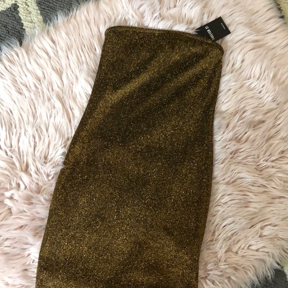 Black shimmery gold mini tube top dress